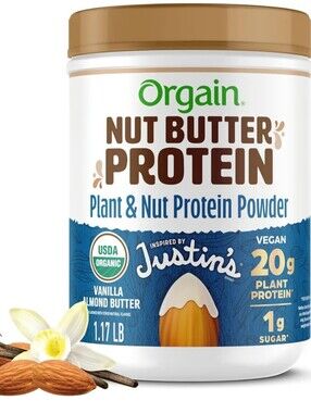 Orgain X Justin's 20g Protein Powder, Vanilla Almond Butter 1.17lb New & Sealed